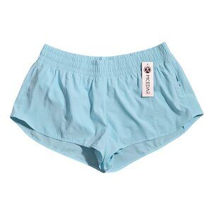 NWT | MCEDAR Light Blue High-Rise Running Shorts | Zipper Pocket | L